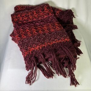 Express Wide Winter Infinity Scarf Tassels Fucshia Wine Extra Cozy Soft Acrylic